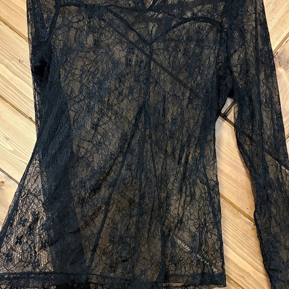 VENUS Sheer Black Lace Blouse Medium - Picture 3 of 5